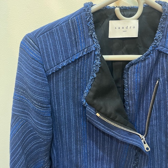 Sandro Blue Quilted Asymmetrical Jacket - Picture 7 of 9